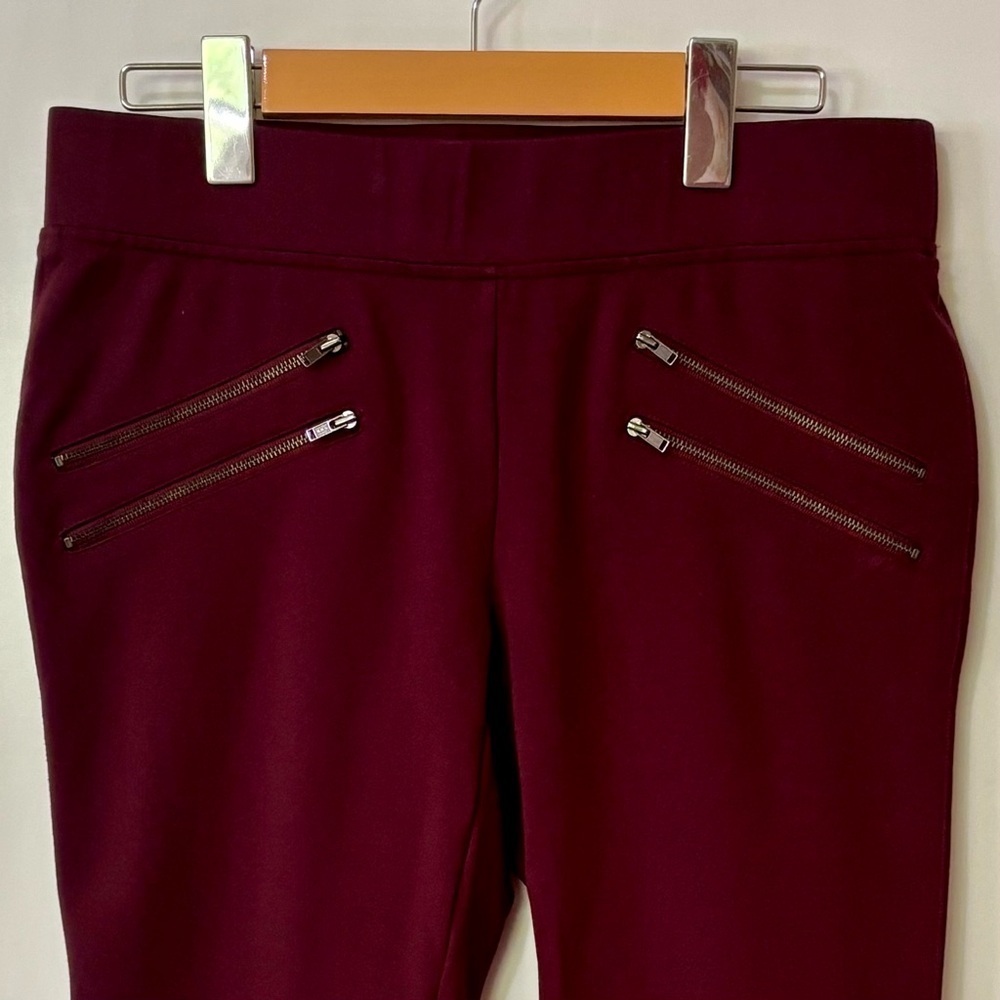 Victoria's Secret| Sleek Deep Burgundy Zipper Leggings Pants Sz 8